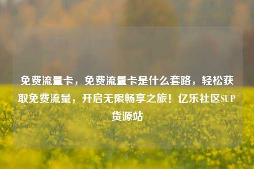 免费流量卡，免费流量卡是什么套路，轻松获取免费流量，开启无限畅享之旅！亿乐社区SUP货源站  第1张